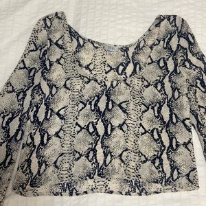 Cute snake print top with bell sleeves